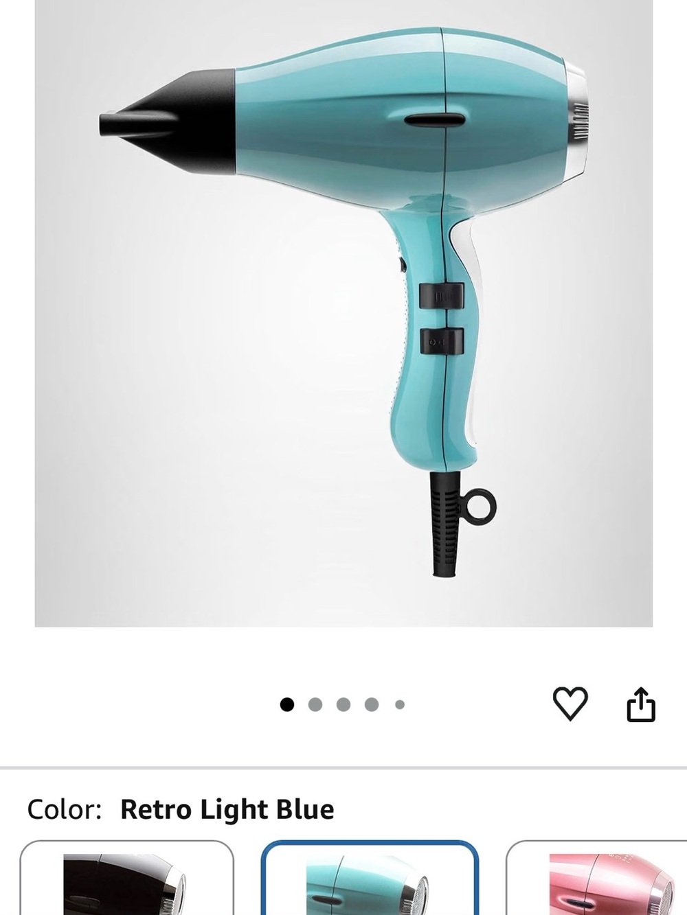 Elchim 3900 Light Ionic hair dryer in the "Pastel Blue Fifties" color.